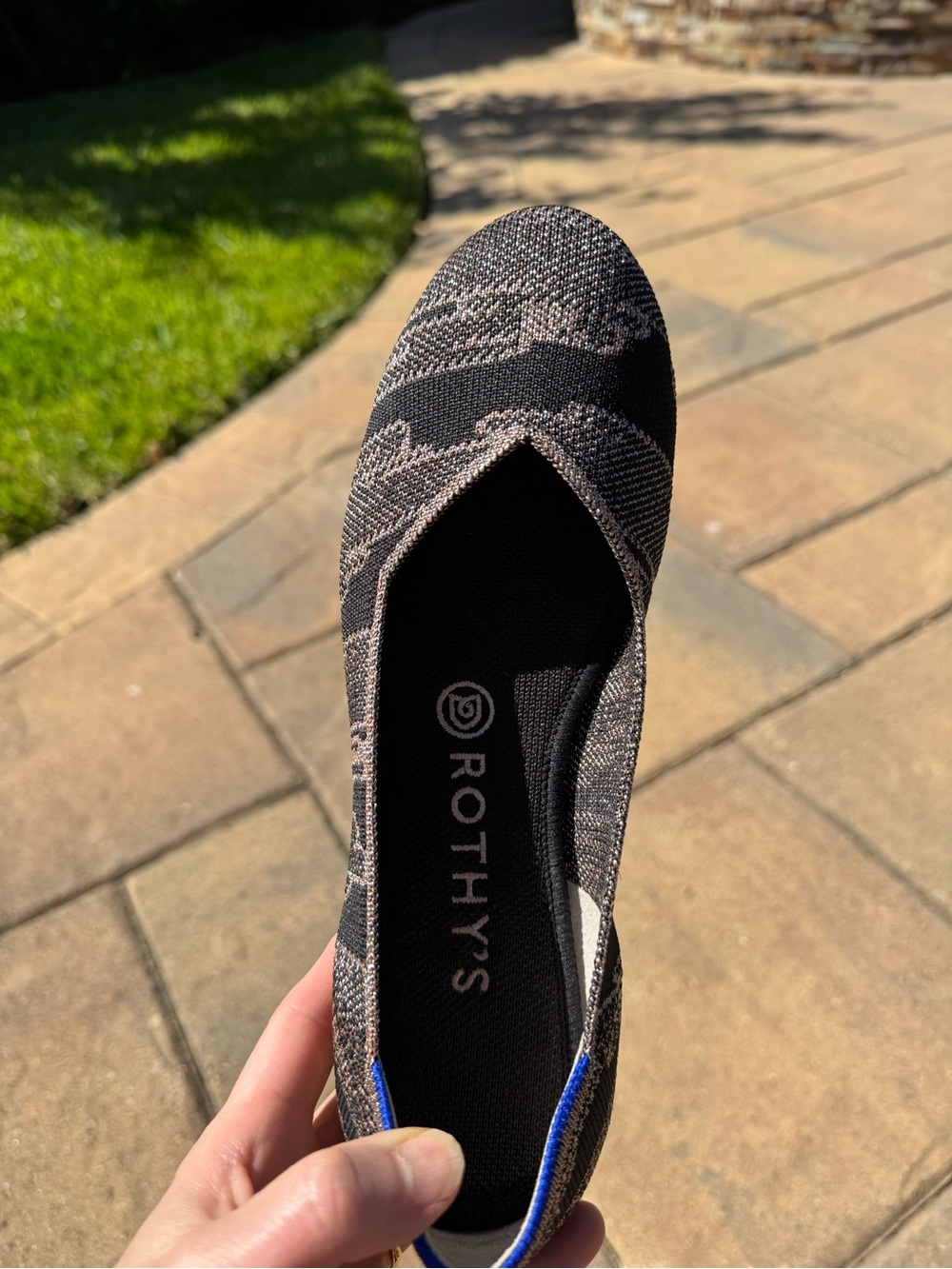 Rothy's Black Flats with Metallic Gold Knit Detail - Picture 7 of 8